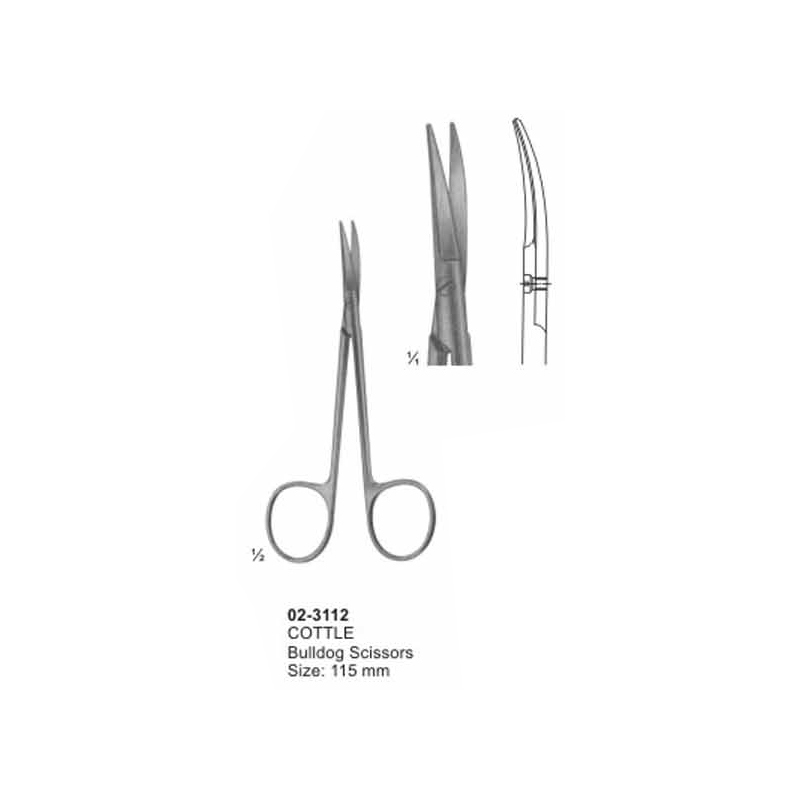 COTTLE Dissecting Scissors Curved 115 mm