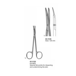 KILNER Flat Points Dissecting Scissor Blunt Curved 125 mm