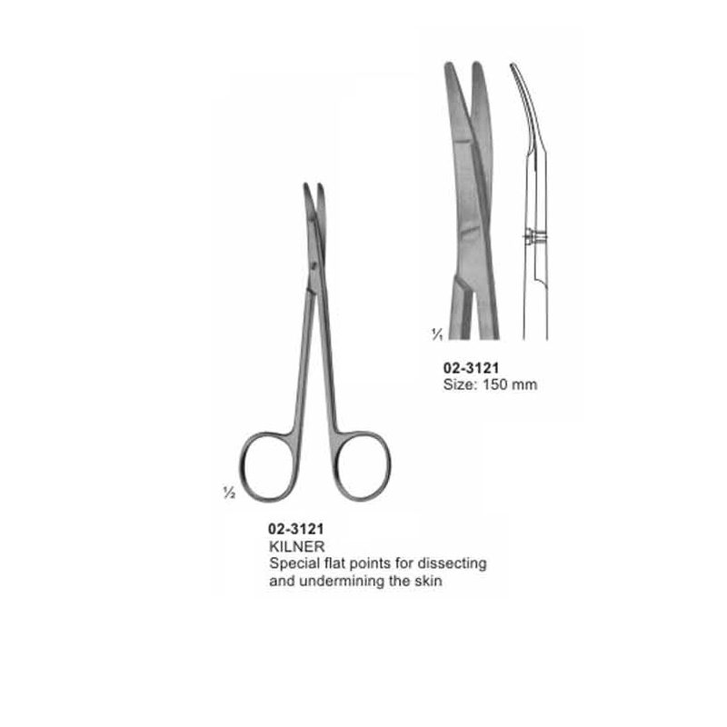 KILNER Flat Points Dissecting Scissors Blunt Curved 150 mm