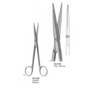 LEXER Surgical Scissor Straight Narrow 165 mm