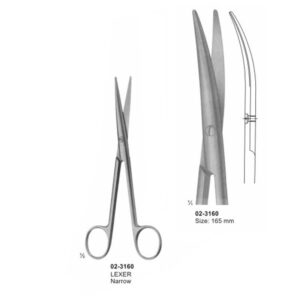 LEXER Surgical Scissors Curved Narrow 165 mm