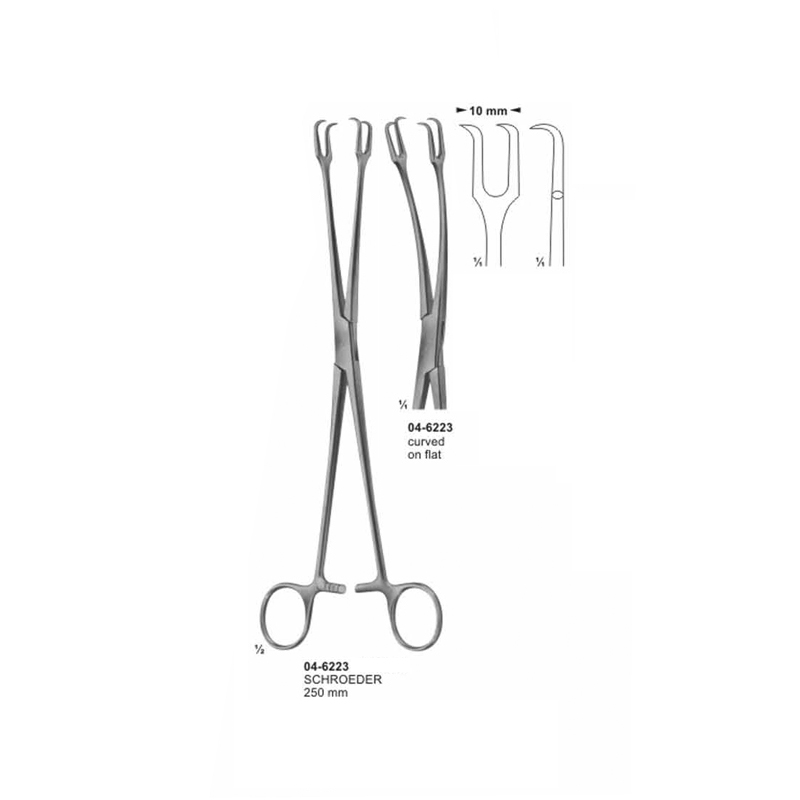 Schroeder Curved On Flat Uterine Tenaculum Forceps 250 mm